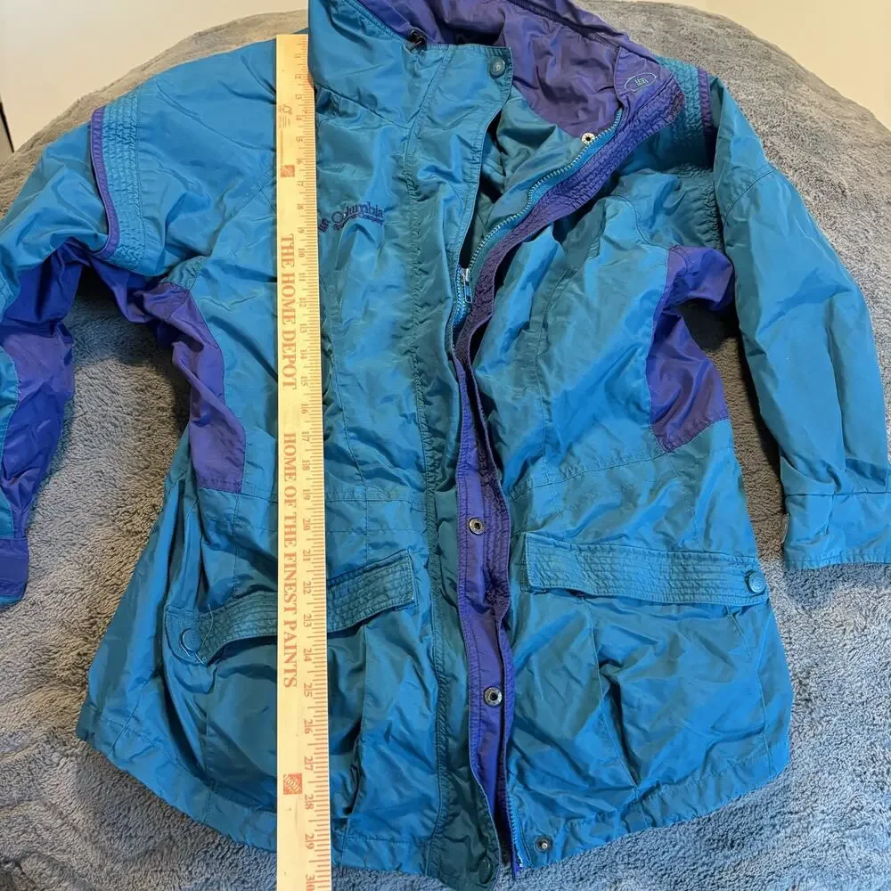 Columbia Women's Gizzmo Parka Jacket Vintage 90s Teal Purple Colorblock M